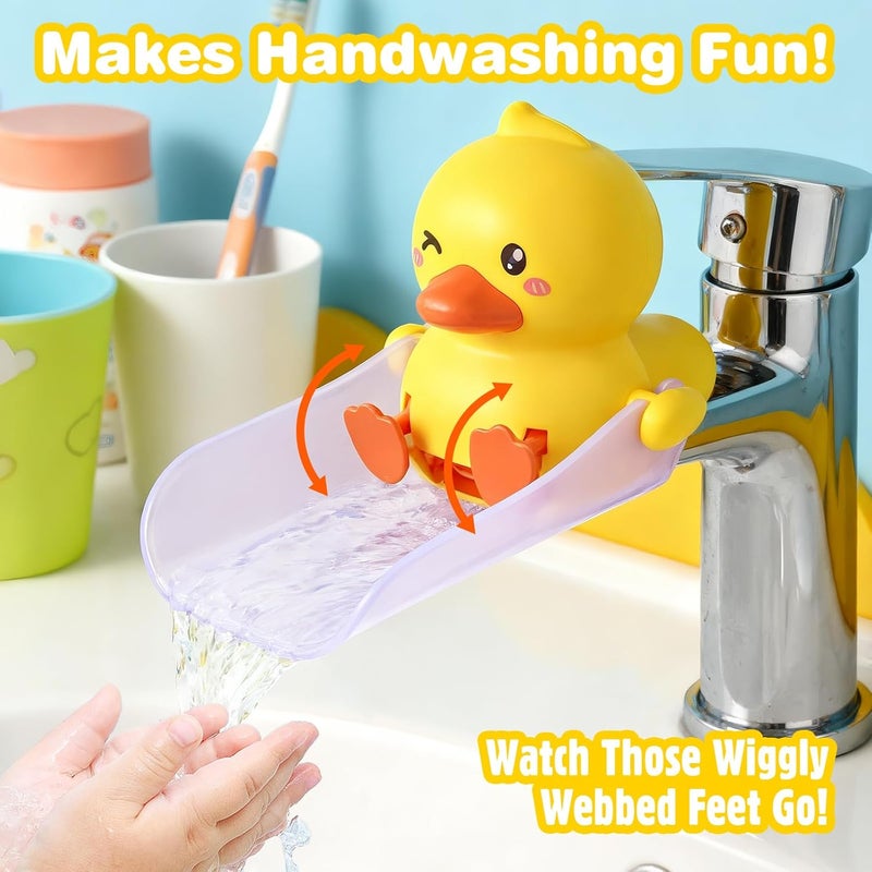 SKYROKU Duck-Tastic Faucet Extender for Toddlers – Kicking Legs Fun! Splash-Proof & Easy Install Sink Extender for Kids - Image 2